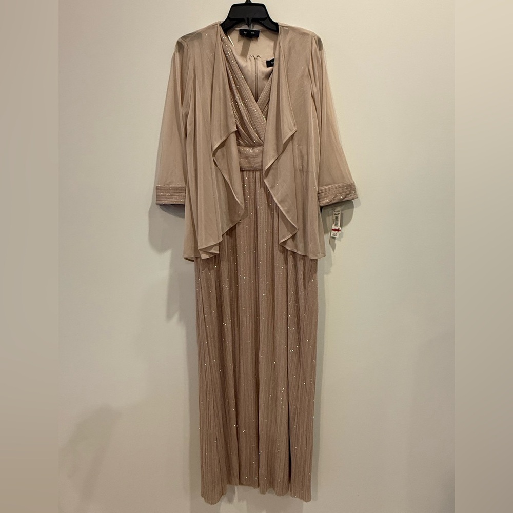 Long Pleated Jacket Dress – Formal Metallic – R&M Richards1595 - Picture 6 of 9